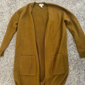 F21 Olive Green Long Open Cardigan (small)